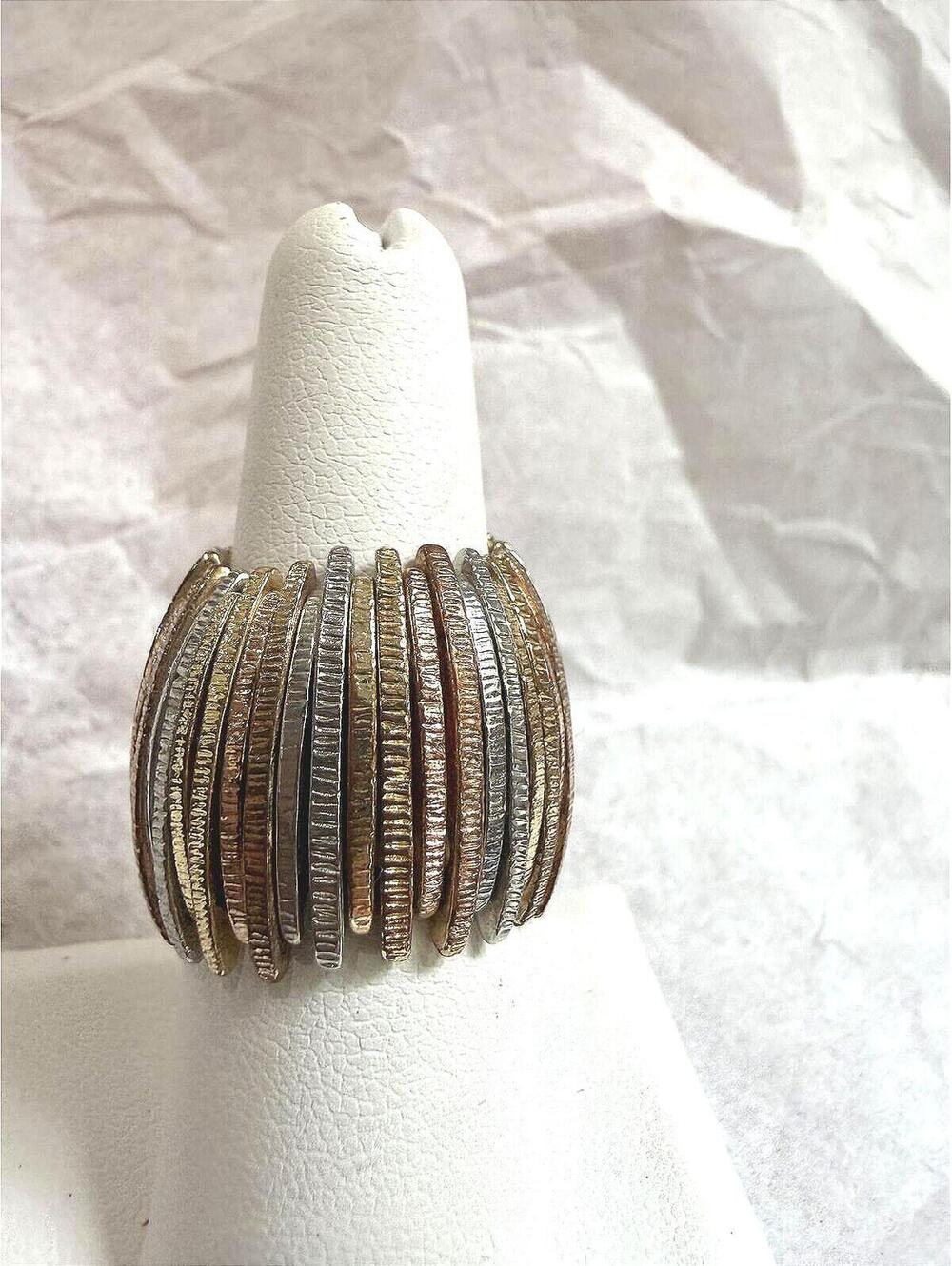 Tri-Tone Wide Band Ring Adjustable